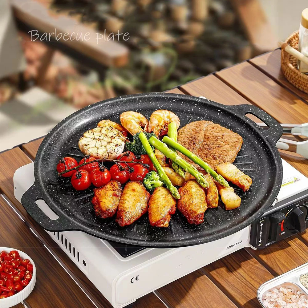 Korean Bbq Grill - 34CM 야외 바베큐 그릴 팬 논스틱