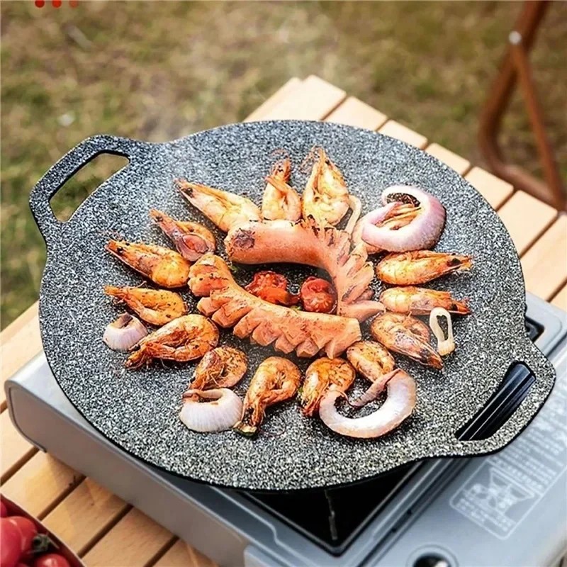 새로운 디자인 1개 한국식 논스틱 원형 그릴 팬, 나무 - Korean Bbq Grill 리뷰 및 가격